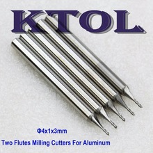 Broca de enrutador CNC para aluminio, fresa de extremo de tungsteno, cortador de aluminio de 2 flautas en espiral, 4x1,0x3mm 2024 - compra barato