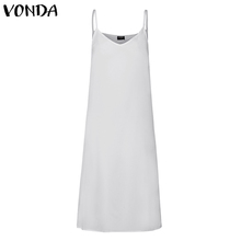 Summer Dress  VONDA 2020 Sexy Sleeveless Vest Lining Dresses Plus Size Sexy V Neck Spaghetti Strap Dress Plus Size Vestidos 2024 - buy cheap