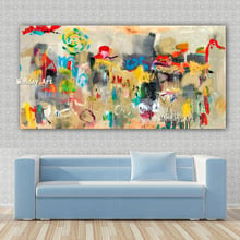 Pintura abstrata à mão para parede, pintura a óleo, decoração de parede moderna, para sala de estar, quarto, decoração de casa 2024 - compre barato