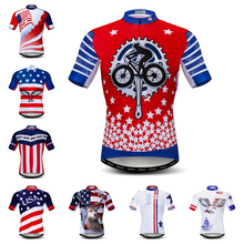 Pro Summer USA Cycling Jersey Men Short Sleeve Bicycle Jerseys Maillot Ciclismo Road Bike MTB United States Cycling Clothing Top 2024 - buy cheap