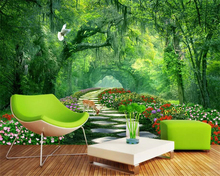 Beibehang foto papel de parede floresta parque verde estrada 3d natureza paisagem mural sala estar sofá tv pano fundo da parede 3d 2024 - compre barato