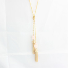 Fashion 2015 free shipping the new powder block character chain tassel long necklace 2024 - buy cheap