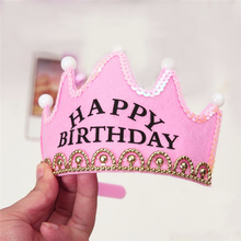 Boy Girl Yellow Pink First Birthday Hat Lovely King Princess Children Kids Birthday Light Up Luminous LED Crown Cap 2024 - buy cheap