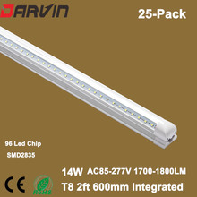 T8 14W LED Tubes 2Ft LED Integrated V shade Tube Lights Double Strips 60cm 96led Light Lamp Bulb 2feet 60cm AC85-265V 2024 - buy cheap