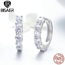 BISAER Classic 925 Sterling Silver Round Circle Stud Earrings for Women Cubic Zircon Small Earrings 925 Silver Jewelry ECE524 2024 - buy cheap