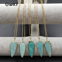 WT-N1003 WTK Wholesale Custom Natural Amazonite Stone Necklace Green Anchor Pendant With Stalite Beads Chain For Fashion Jewelry 2024 - buy cheap