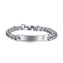 Pulsera médica de acero inoxidable de alta calidad para hombre y mujer, brazalete con logotipo, cadena de moda, joyería 2024 - compra barato