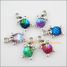 Fashion 12Pcs Tibetan Silver Scales Animal Tortoise Mixed Resin Charms Pendants 14x23mm 2024 - buy cheap