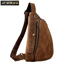 Original Leather men Casual Fashion Travel Waist Belt Bag Chest Sling Bag Design One Shoulder Strap Crossbody Bag Male 9976 2024 - buy cheap