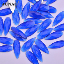 JUNAO 8x22mm Blue Rose Crystal Rhinestones Resin Strass Applique Drop Flat Back Gems Non Sewing Stones for DIY Scrapbook Crafts 2024 - buy cheap