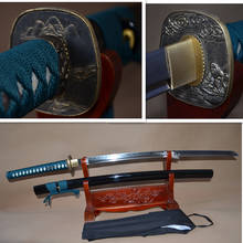 Японский Samurai Sword KATANA Full Tang 1095, Высокоуглеродистая сталь, глина, закаленное лезвие, острое, с возможностью резки бамбуков, на заказ, зеленый Ito 2024 - купить недорого