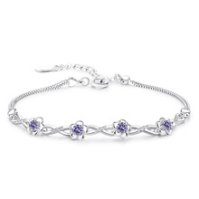 100% 925 sterling silver fashion plum flower shiny crystal ladies`bracelets women wholesale jewelry birthday gift drop shipping 2024 - buy cheap
