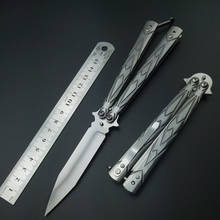 No Edge Stainless Steel Silver Black Practice Butterfly in Knife Trainer Training Folding Knife EDC Tool Outdoor Camping Knife 2024 - buy cheap