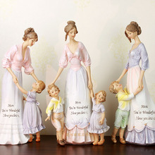 Resina criativa europeia crianças mãe estátuas artesanato acessórios de decoração de casa família retrô desktop figuras ornamento decoração 2024 - compre barato