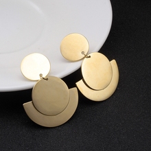 Pendiente de gota chapado en oro para mujer, aretes de acero inoxidable 316L, estilo abanico, joyería Simple para boda 2024 - compra barato