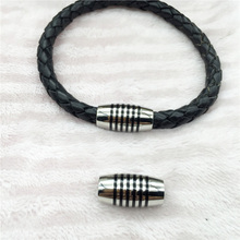 Fechos magnéticos de aço inoxidável 316l, fechos magnéticos com tom preto e prata, pulseira de couro redondo, conectores para fazer joias diy 2024 - compre barato