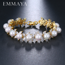 EMMAYA-Conjunto de pulsera de zirconia cúbica AAA para mujer, joyería elegante, pulseras de amistad, perla redonda de imitación 2024 - compra barato