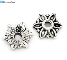 Doreen Box Lovely 300 серебряных цветов с бусинами, 8x7 мм (B11099) 2024 - купить недорого