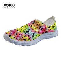 FORUDESIGNS 3D Cosmic Music Pattern Spring Summer Women's Flats Shoes Casual Super Light Female Comfortable Mesh Sneakers Woman 2024 - buy cheap