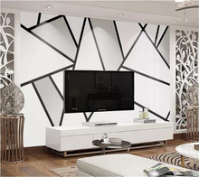 wellyu  Custom wallpaper papel de parede Minimalist black and white triangle lines modern minimalist TV background wall 2024 - buy cheap