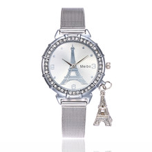 Женские кварцевые наручные часы с рисунком Эйфелевой башни 2024 - купить недорого
