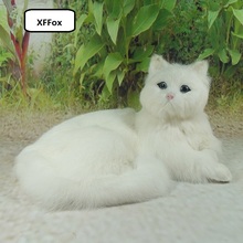 Modelo de gato grande y realista, muñeco de plástico y pelo blanco, bonito regalo, alrededor de 30x16x21cm, xf1433 2024 - compra barato