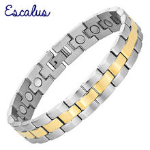 Escalus Magnetic Bracelet Unisex 2-Tone Gold Silver Stainless Steel Bio Magnet Wrist Accessories Bangle Wristband Charm 2024 - buy cheap