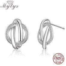 Mytys 925 Sterling Silver Stud Earrings With AAA Cubic Zircon Geometric Circle Studs for Women Silver Jewelry Brincos CE556 2024 - buy cheap