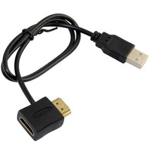Convertidor + USB 2,0, Cable cargador macho, adaptador divisor de 50cm, HDMI macho a hembra 2024 - compra barato