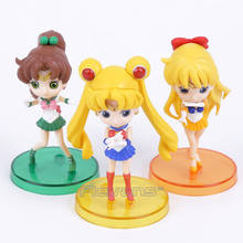 Q posket Sailor Moon Tsukino Usagi/Sailor Jupiter Kino Makoto/Sailor Venus Minako Aino PVC Фигурки игрушки куклы 3 шт./компл. 8 см 2024 - купить недорого