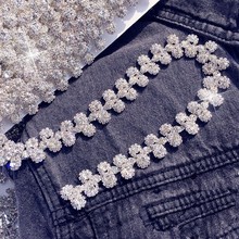 Intensive flower crystal rhinestone tassels dress accessories Beaded Lace Trim fabric applique patches sew on trim for clothes 2024 - buy cheap