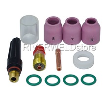 TIG KIT Stubby Gas Lens 17GL18 3.2mm & #10 Pyrex Cup Alumina Nozzle Consumables Accessorie Fit WP 17 18 26 TIG Welder 12PCS 2024 - buy cheap