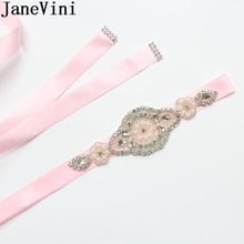 JaneVini-Cinturón de novia rosa y negro, faja con diamantes de imitación, cinta azul marino, cinturón para vestido de novia, perlas de cristal brillantes, pretina para dama de honor, 2020 2024 - compra barato