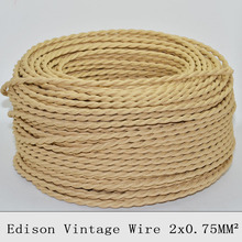 2*0.75mm Marfim Do Vintage Cabo Da Lâmpada Cabo Da Lâmpada Cabo Têxtil Trançado Fio Elétrico Vintage Retro Edison Luz Pingente fio 10 M/lote 2024 - compre barato