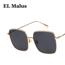 [EL Malus]Metal Frame Big Square Vintage Brand UV400 Sunglasses Women Men Black Sun Glasses Female Male Eyewear Oculos SG048 2024 - buy cheap