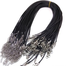 New 50pcs/lot Leather Wax Rope Cord Necklace Chain DIY String Strap Rope Lobster Clasp Black Leather Jewelry Chains Wholesale 2024 - buy cheap