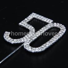 Silver Crystal Rhinestone 50th Anniversary Wedding Birthday Number Cake Topper 2024 - buy cheap