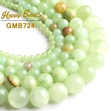 Piedra Natural de jade verde claro, tira de Jade para hacer pulseras, collares, hebra de 15 pulgadas, 4/6/8/10/12mm 2024 - compra barato