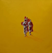 Cuadro pintado al óleo a mano de alta calidad sobre lienzo fondo amarillo monje CanvasPainting cuadro de arte de pared pintura para decoración del hogar 2024 - compra barato