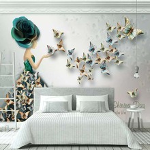 Custom Photo Wallpaper 3D Stereo Embossed Butterfly Flower Art Wall Painting Living Room Sofa Bedroom Home Wall Decoration Mural 2024 - buy cheap