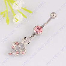 Belly button ring Snake fashion lady body piercing navel ring jewelry Retail belly bar 14G 316L surgical steel bar Nickel-free 2024 - buy cheap