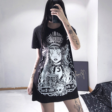 Camiseta holgada Harajuku para mujer, Tops góticos para chica, camiseta de manga corta, ropa urbana negra 2024 - compra barato