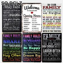[SQ-DGLZ] New Family Rules Tin Sign Wall Decor Be Happy/Share Metal Crafts Painting Plaques Best Coffee Art Poster 2024 - buy cheap