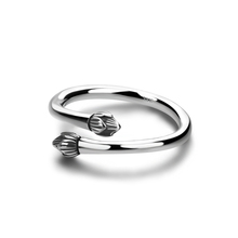 Женское Винтажное кольцо с цветком лотоса, серебро 100% пробы, регулируемый размер 2024 - купить недорого