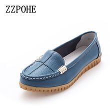 ZZPOHE Mother fashion shoes soft soles leather women casual comfortable large size flat shoes Ladies flat shoes free shipping 2024 - buy cheap