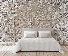 Custom 3D mural wallpaper simple but elegant modern simple relief golden pattern TV background wall decoration painting 2024 - buy cheap