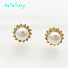 New 2018 hot sale  18KGP  Freshwater real pearl genuine  Inlay CZ A Fashion Jewelry  Gift Stud Earring 2024 - buy cheap