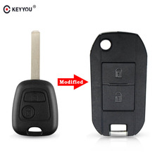 KEYYOU 2 Buttons Modified Remote Key Shell Folding Flip For PEUGEOT 307 107 207 407 For Citroen Car Key Cover Case 2024 - buy cheap
