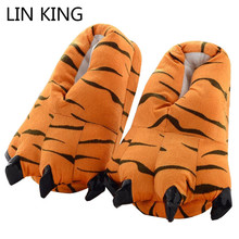 LIN KING Hallowee Winter Warm Unisex Indoor Slippers Women Men Children Home Shoes Monster Dinosaur Claw Christmas Lovers Shoes 2024 - buy cheap