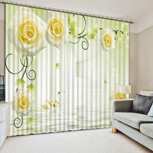 Luxury curtain 3D Stereoscopic Rose window curtain living room bedroom window 3d curtain Customized size 2024 - buy cheap